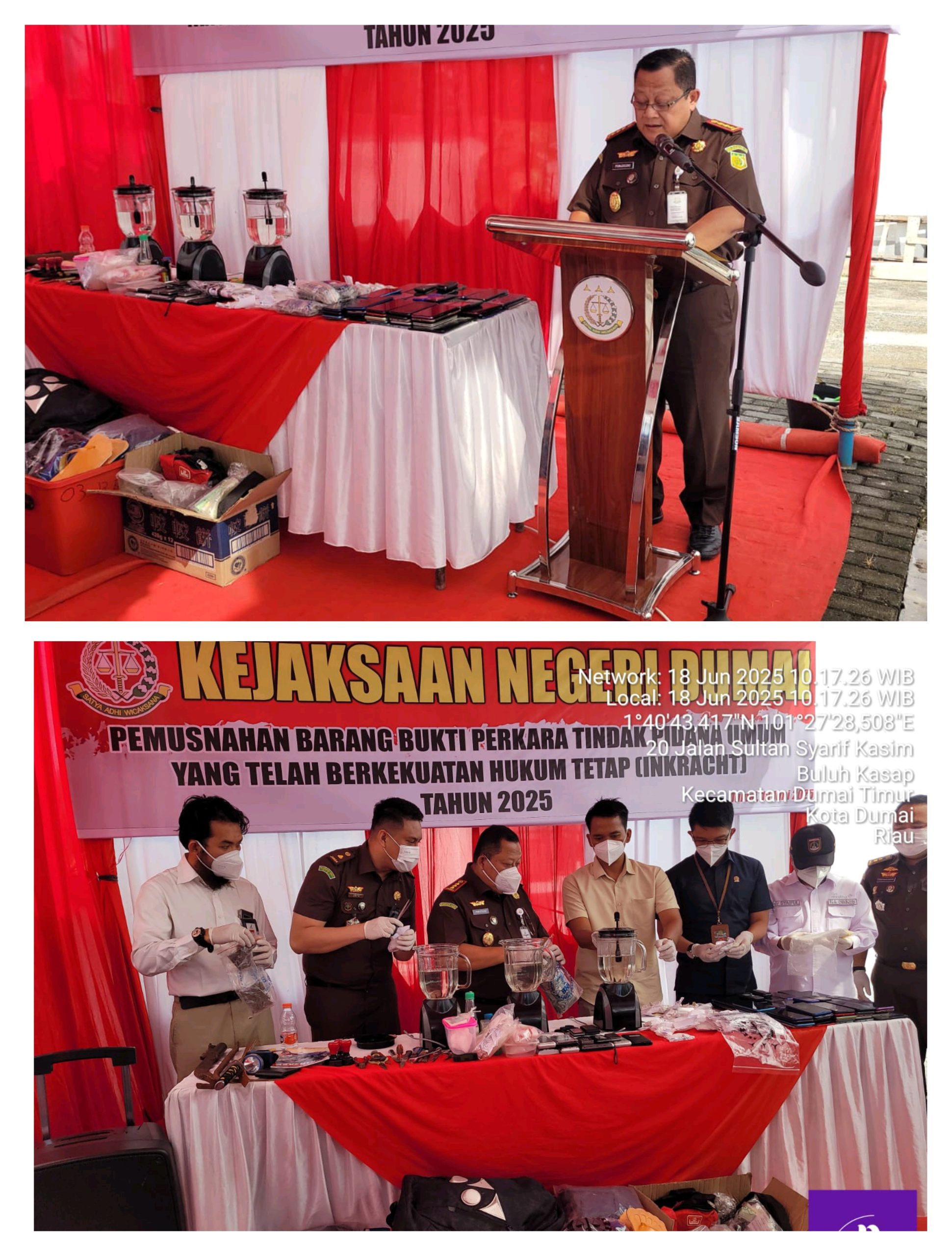 Kejaksaan Negeri Dumai Gelar Pemusnahan Barang Bukti Perkara Tindak Pidana Umum