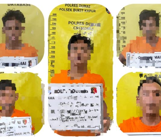 Polsek Bukit Kapur Ungkap Kasus Pencurian di Bengkel, 5 Tersangka Diamankan, Barang Curian Ditukar Sabu