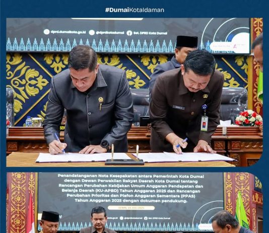 Pemko dan DPRD Dumai Tandatangani Nota Kesepakatan Perubahan KU-APBD dan PPAS Tahun 2025