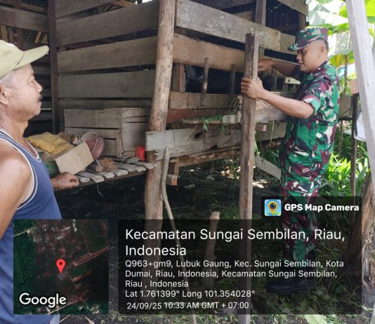 Babinsa Koramil 03/Sungai Sembilan Peltu Edeng Dampingi Peternak Kambing di Lubuk Gaung, Sosialisasikan Pencegahan PMK