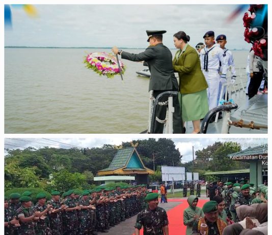 Momentum Hari Pahlawan, Pangdam XIX/Tuanku Tambusai Tabur Bunga di Laut dan Silaturahmi ke Kodim Dumai
