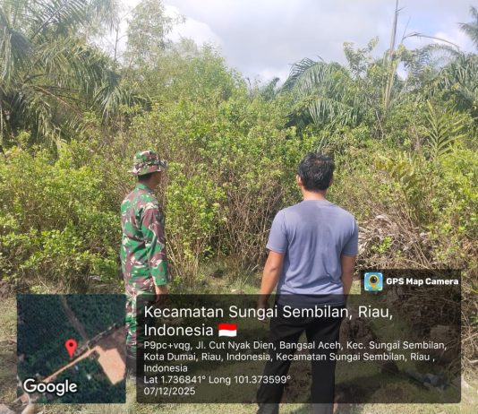 Cegah Karhutla Sejak Dini, Babinsa Sungai Sembilan Lakukan Patroli dan Sosialisasi di Bangsal Aceh