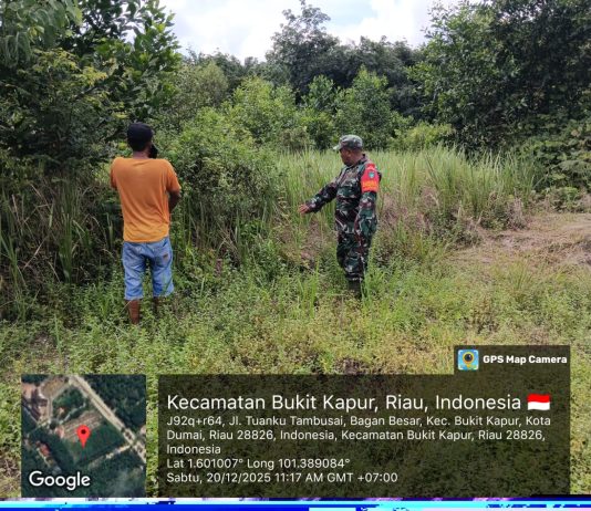 Cegah Karhutla, Babinsa Koramil 02/Bukit Kapur Patroli dan Sosialisasi di Bagan Besar
