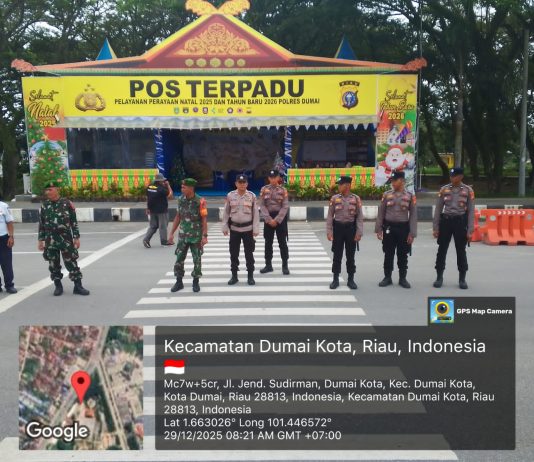 Kodim 0320/Dumai Bersama Instansi Terkait Laksanakan Pengamanan Pos Terpadu Ramayana