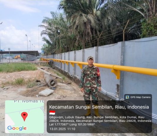 Babinsa Koramil 03/Sungai Sembilan Laksanakan Pengawasan dan Patroli Kerja Sama PT PGN