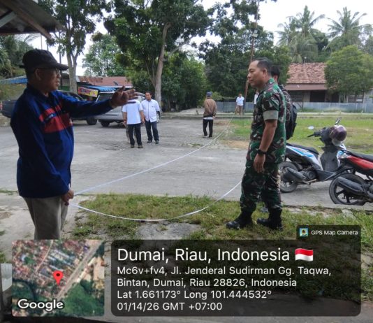Wadanramil 01/Dumai Bersama Babinsa Kelurahan Bintan Tinjau Finishing Lahan Rencana Pembangunan KDKMP