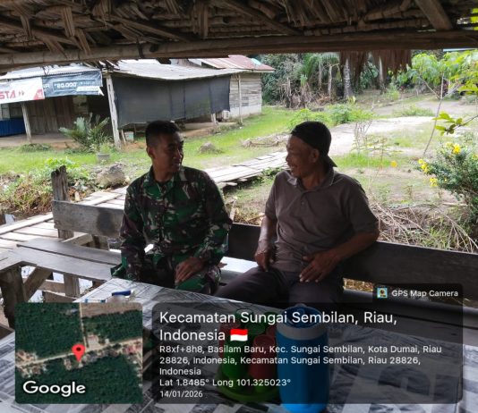 Pererat Silaturahmi, Babinsa Sungai Sembilan Gelar Komsos di Basilam Baru