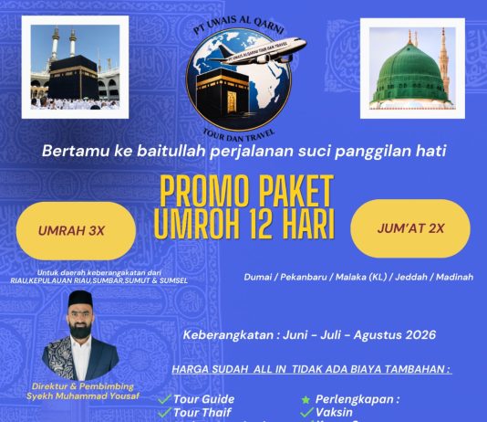 Kantor Pusat PT Uwais Al Qarni Tour & Travel Kota Dumai Resmi Buka Promo Umroh 2026