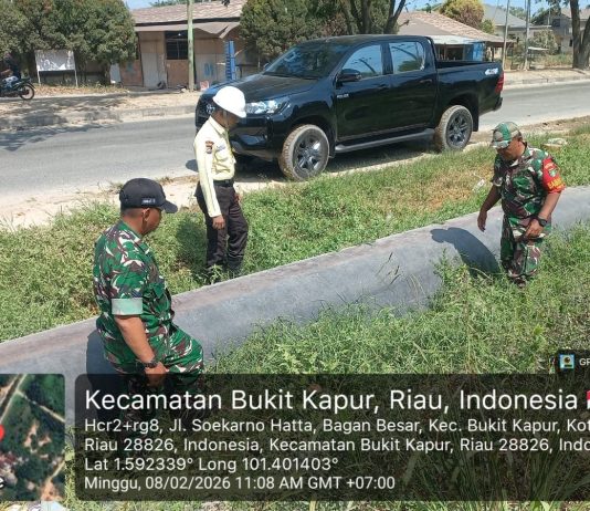 Patroli Gabungan Koramil 02/Bukit Kapur dan PHR Amankan Jalur Pipa Minyak di Dumai