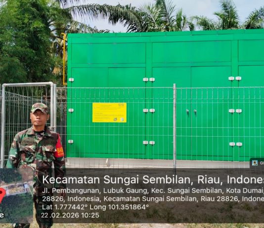 Penguatan Binter Kodim 0320/Dumai Bersama PT PGN, Babinsa Laksanakan Patroli di Off Take Station PT Ivo Mas