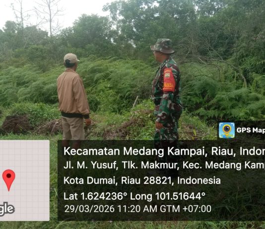 Babinsa Teluk Makmur Gencarkan Patroli dan Sosialisasi Cegah Karhutla di Medang Kampai