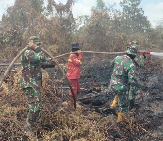 Cegah Kebakaran Susulan, Babinsa Kodim 0320/Dumai Lakukan Pendinginan Menyeluruh