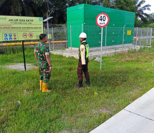 Babinsa Koramil 03/Sungai Sembilan Laksanakan Patroli dan Pengawasan Objek Vital di Lubuk Gaung