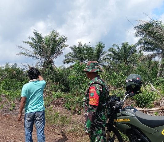 Babinsa Kelurahan Guntung Intensifkan Patroli dan Sosialisasi Pencegahan Karhutla di Kecamatan Medang Kampai, Kota Dumai