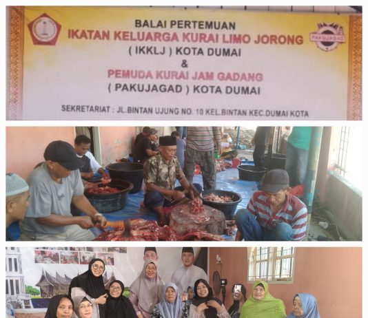 Empat Sapi Qurban Disembelih, Keluarga Besar Kurai Dumai Gelar Makan Basamo di Gedung Kurai