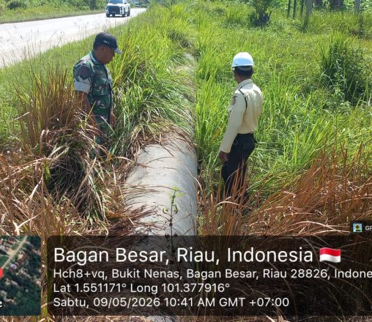 Koramil 02/Bukit Kapur dan PT Pertamina Hulu Rokan Perkuat Pengawasan Jalur Pipa Minyak