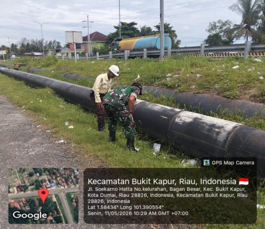 Koramil 02/BK dan Security PT PHR Patroli Pengamanan Jalur Pipa Minyak di Bukit Kapur