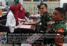 Kodim 0320/Dumai Ikuti Donor Darah HUT PWI ke-80 dan Dies Natalis Unidium ke-3 di Universitas Dumai