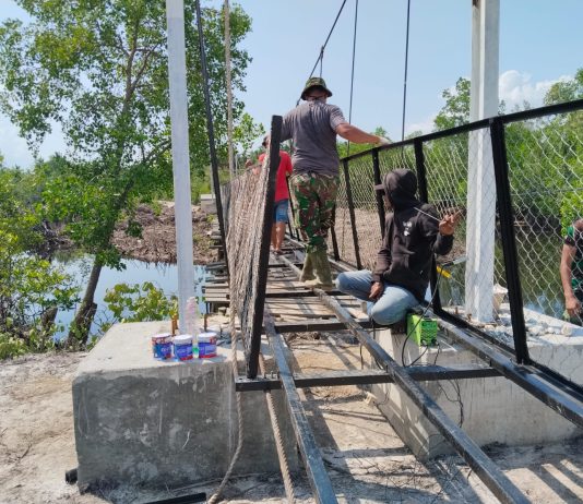 Jembatan Gantung Garuda di Tanjung Penyembal Makin Rampung, TNI Terus Genjot Pembangunan