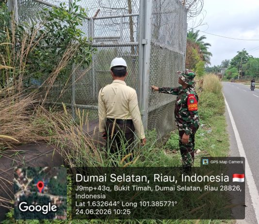 Koramil 01/Dumai dan Security PT PHR Perkuat Pengamanan Jalur Pipa Minyak Lewat Patroli Gabungan