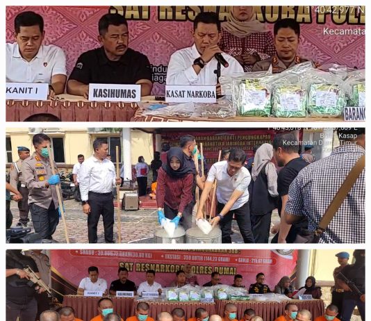 Polres Dumai Musnahkan 30,80 Kilogram Sabu Jaringan Internasional, Selamatkan Lebih dari 155 Ribu Jiwa