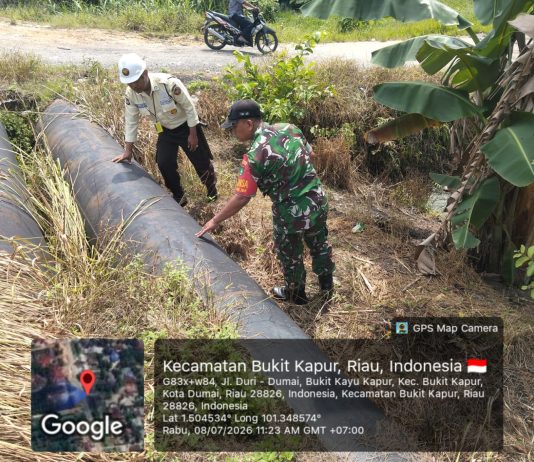 Koramil 02/Bukit Kapur Bersama SKK Migas dan PHR Intensifkan Patroli Pengamanan Jalur Pipa Minyak di Dumai