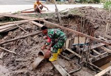 Pembangunan Jembatan Beton Tahap V di Tanjung Penyembal Terus Berlanjut, Kodim 0320/Dumai Perkuat Akses Warga