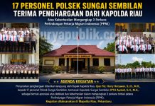 17 Personel Polsek Sungai Sembilan, Termasuk Kapolsek IPTU Apriadi, Terima Penghargaan Langsung dari Kapolda Riau