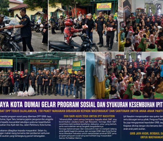 Syukuran Kesembuhan Ipit Nasution, GRIB Jaya Dumai Gelar Bakti Sosial dan Santuni Anak Panti