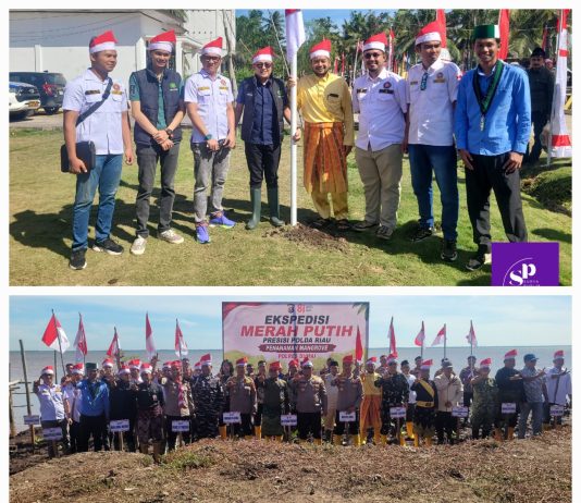 Ketua, Ketua Harian dan Jajaran Karang Taruna Kota Dumai Turut Tanam Pohon dalam Ekspedisi Merah Putih Presisi