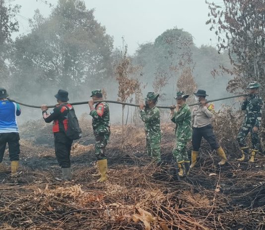Kodam XIX/Tuanku Tambusai Bersama Tim Terpadu Berjibaku Padamkan Karhutla di Riau