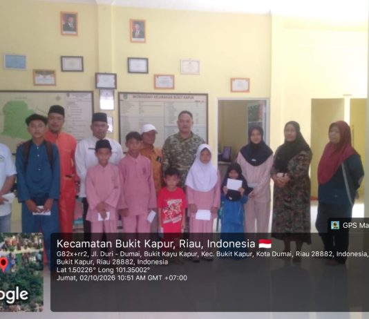 10 Anak Yatim dan Yatim Piatu di Bukit Kapur Terima Sagu Hati dari Kodim 0320/Dumai