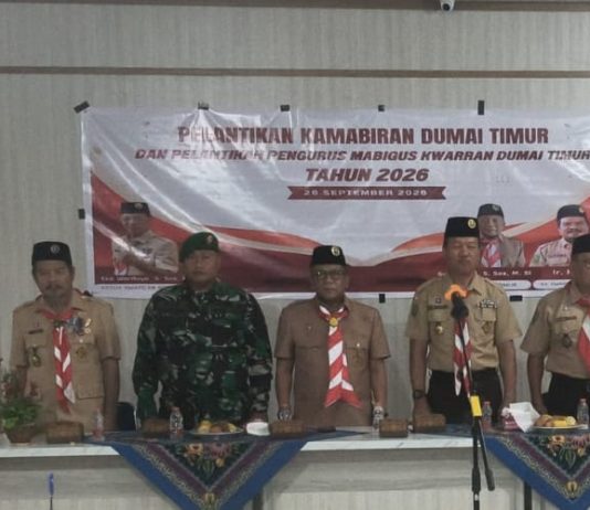 TNI Koramil 01/Dumai Hadiri Pelantikan Kamabiran dan Pengurus Mabigus Kwarran Dumai Timur